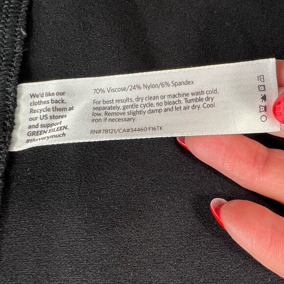 EILEEN FISHER L Large Washable Stretch Crepe Jacket Single Button Long Black - Picture 9 of 14